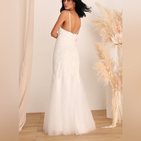 NWOT Dream Romance Beaded Tulle Trumpet Maxi Dress - Picture 13 of 14